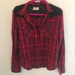 Ralph Lauren lace plaid button-up